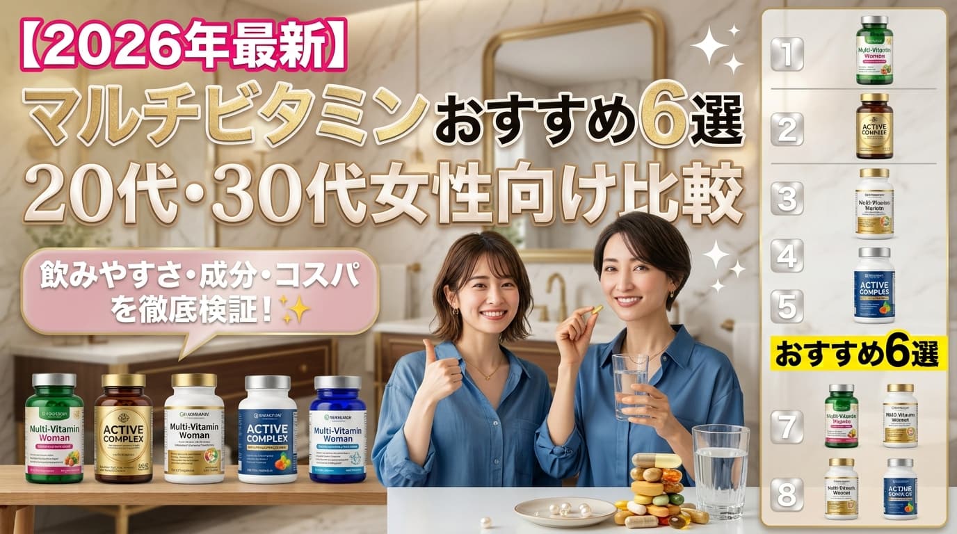 【2026年最新】マルチビタミンおすすめ6選｜20代・30代女性向け比較｜飲みやすさ・成分・コスパを徹底検証
